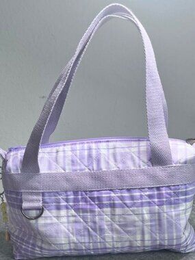Handmade Purple Plaid Quilted Mini Purse – Top Handle Bag – New